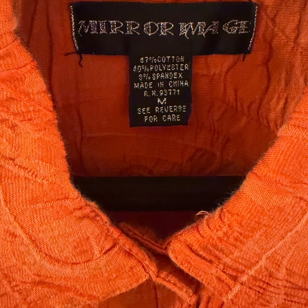 VTG Women’s Orange Embroidered 3D Button-Up Shirt Jacket/Blazer Size Medium - Picture 3 of 5